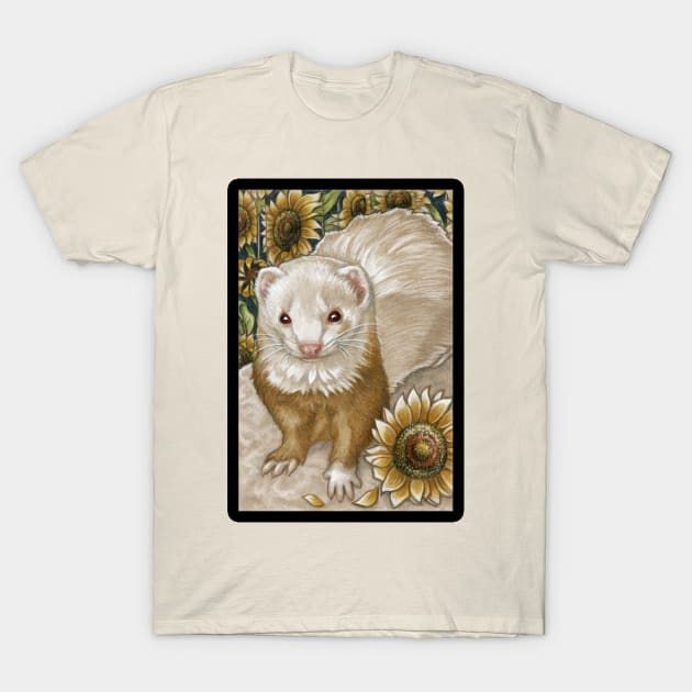 The Sunflower Ferret - Black Outlined Version T-Shirt by Nat Ewert Art